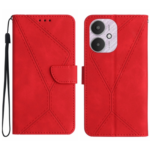 

For Xiaomi Redmi 13C 5G Stitching Embossed Leather Phone Case(Red)