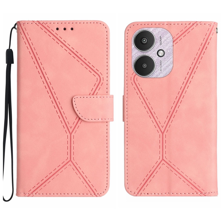 

For Xiaomi Redmi 13C 5G Stitching Embossed Leather Phone Case(Pink)