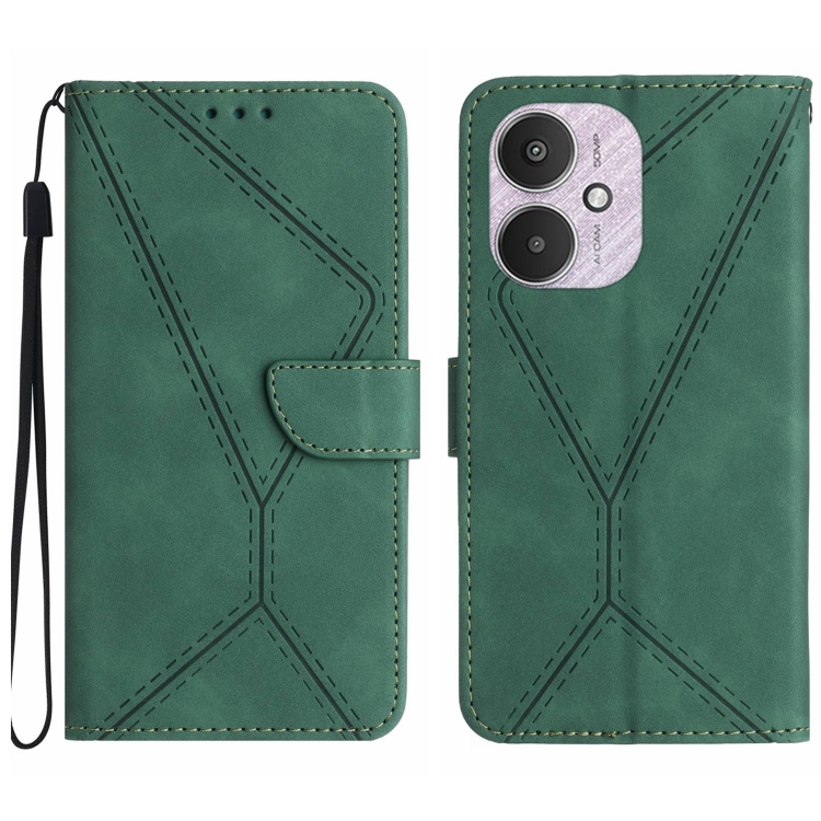 

For Xiaomi Redmi 13C 5G Stitching Embossed Leather Phone Case(Green)