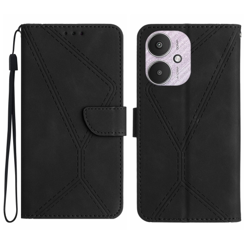 

For Xiaomi Redmi 13C 5G Stitching Embossed Leather Phone Case(Black)
