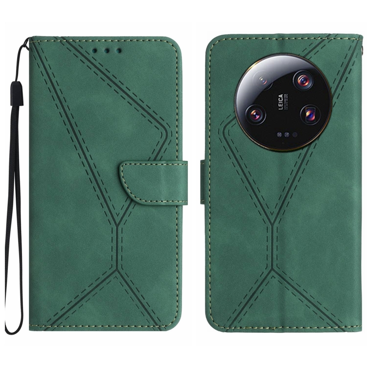 

For Xiaomi 14 Ultra Stitching Embossed Leather Phone Case(Green)