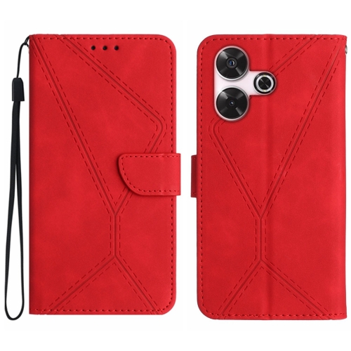 

For Xiaomi Redmi 13 4G Global / 5G Global Stitching Embossed Leather Phone Case(Red)