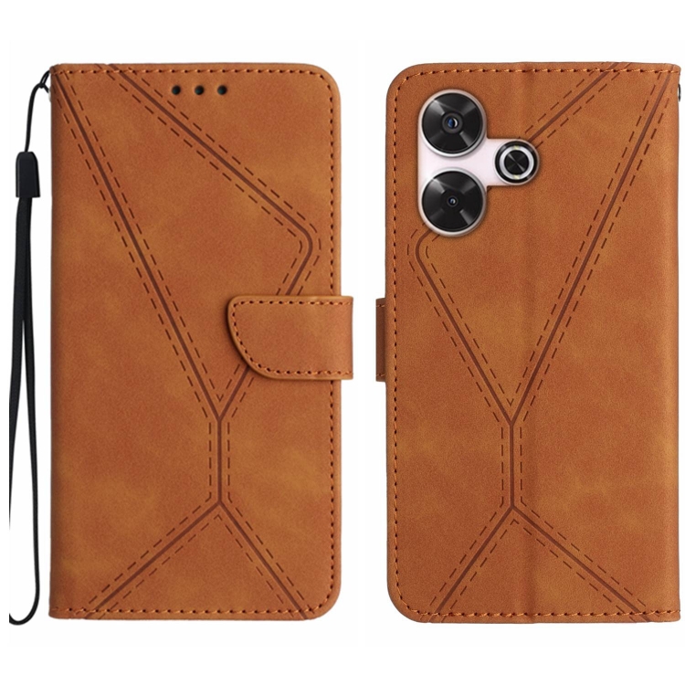 

For Xiaomi Redmi 13 4G Global / 5G Global Stitching Embossed Leather Phone Case(Brown)