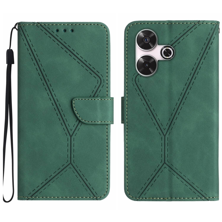 

For Xiaomi Redmi 13 4G Global / 5G Global Stitching Embossed Leather Phone Case(Green)