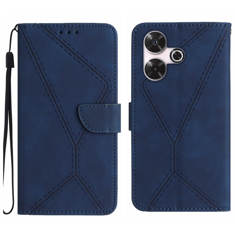 

For Xiaomi Redmi 13 4G Global / 5G Global Stitching Embossed Leather Phone Case(Blue)