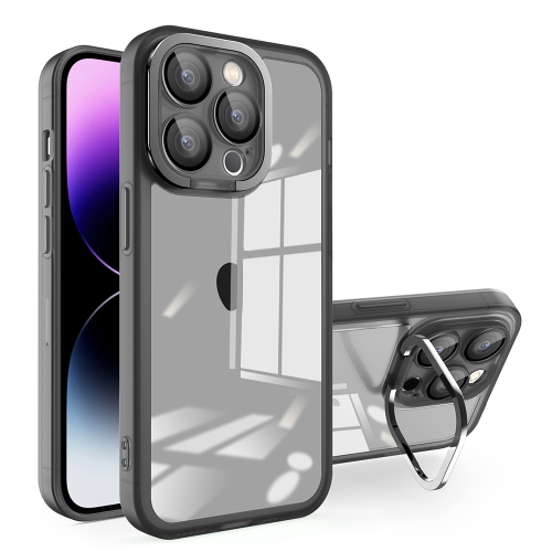 

For iPhone 13 Pro Max Invisible Lens Bracket Matte Transparent Phone Case(Black)