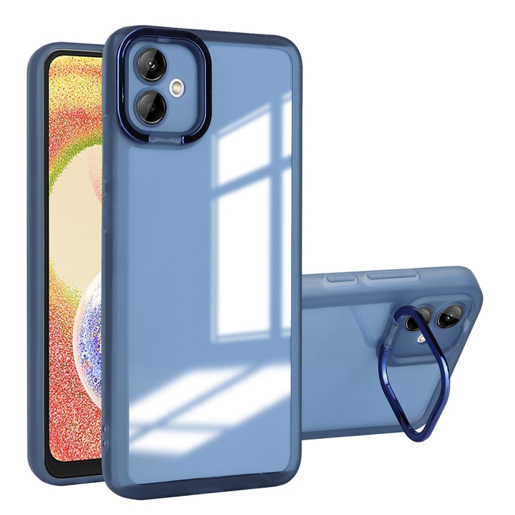 

For iPhone 12 Invisible Lens Bracket Matte Transparent Phone Case(Royal Blue)