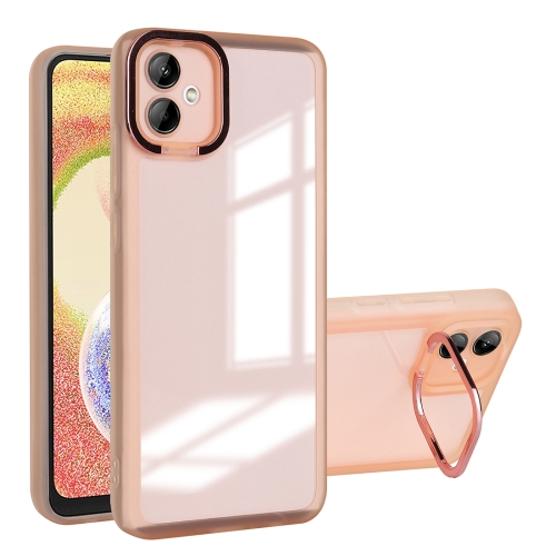 

For iPhone 12 Invisible Lens Bracket Matte Transparent Phone Case(Pink)