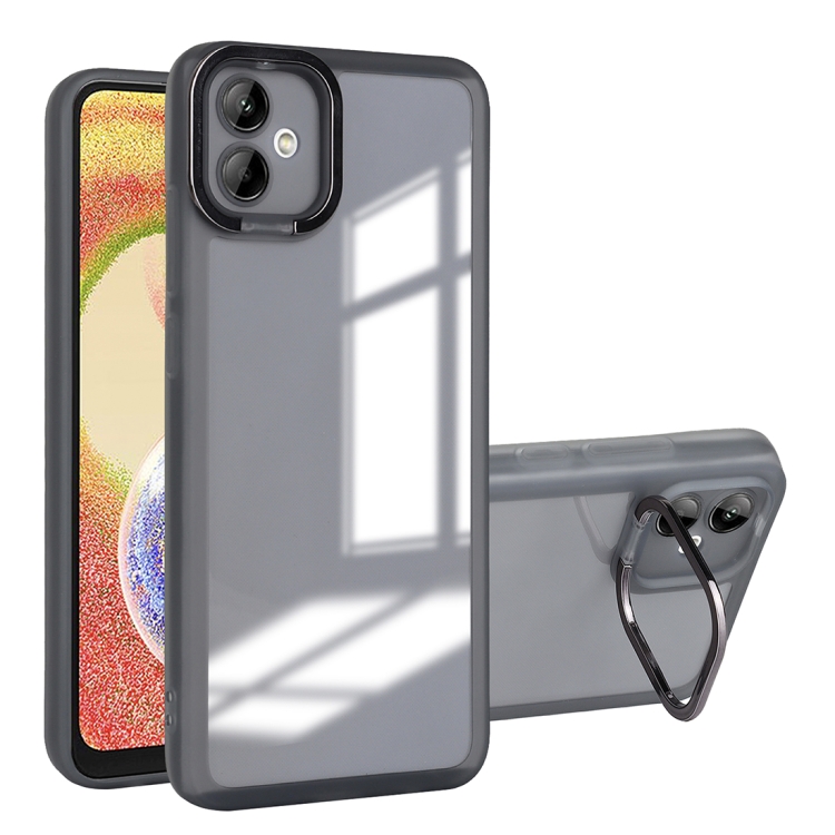 

For iPhone 12 Invisible Lens Bracket Matte Transparent Phone Case(Black)