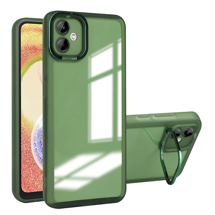 

For iPhone 12 Invisible Lens Bracket Matte Transparent Phone Case(Dark Green)