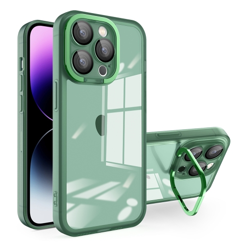 

For iPhone X / XS Invisible Lens Bracket Matte Transparent Phone Case(Dark Green)