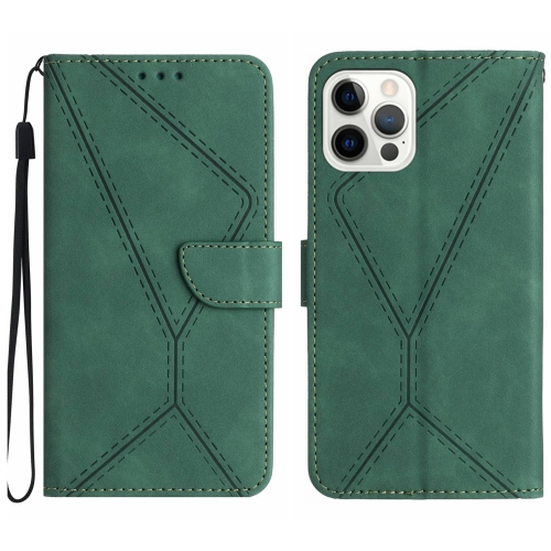 

For iPhone 14 Pro Stitching Embossed Leather Phone Case(Green)