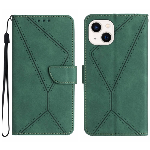 

For iPhone 13 Stitching Embossed Leather Phone Case(Green)