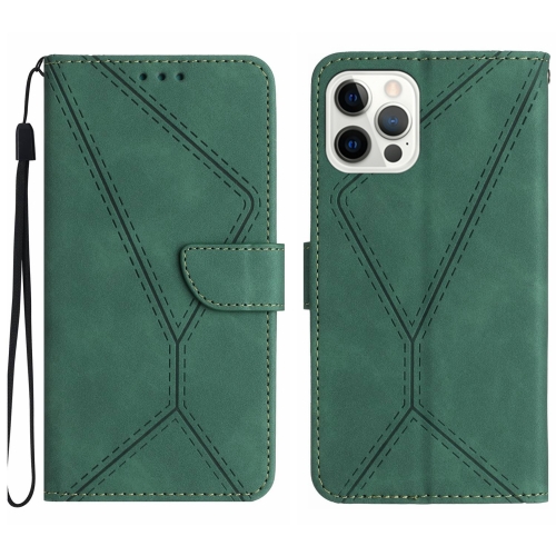 

For iPhone 13 Pro Stitching Embossed Leather Phone Case(Green)
