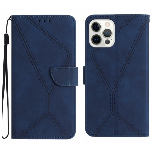 

For iPhone 13 Pro Stitching Embossed Leather Phone Case(Blue)