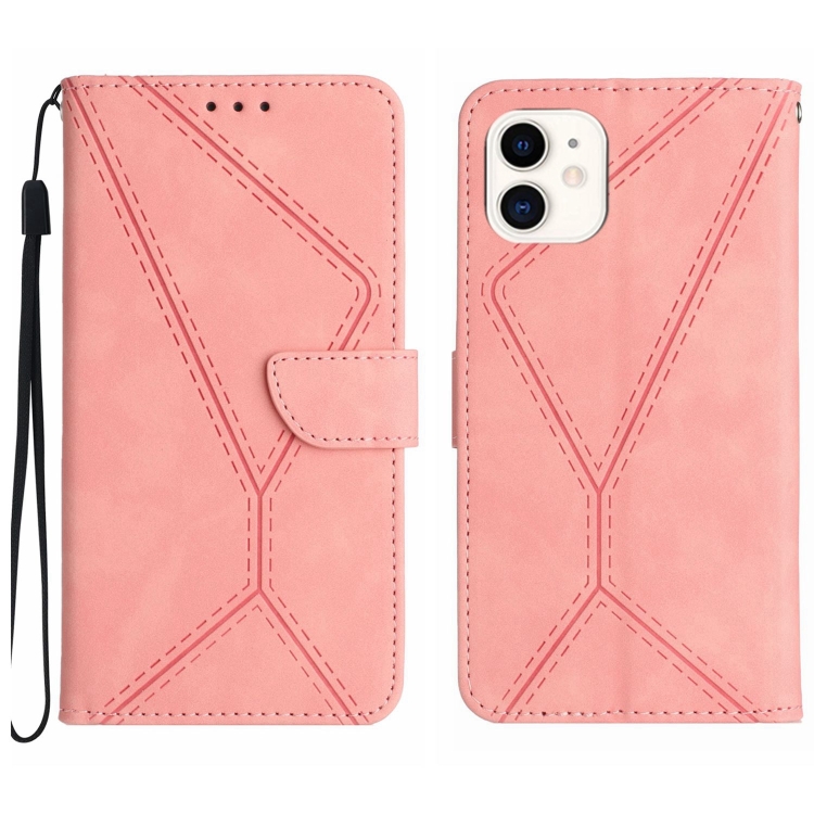 

For iPhone 11 Stitching Embossed Leather Phone Case(Pink)