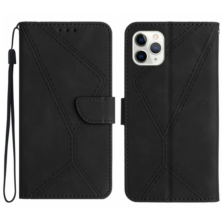 

For iPhone 11 Pro Stitching Embossed Leather Phone Case(Black)