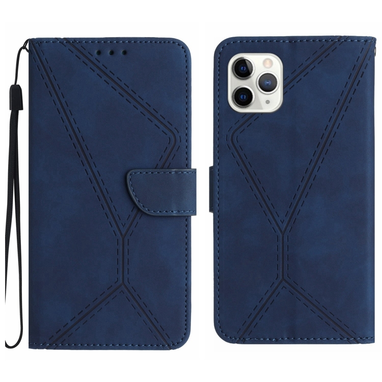 

For iPhone 11 Pro Stitching Embossed Leather Phone Case(Blue)