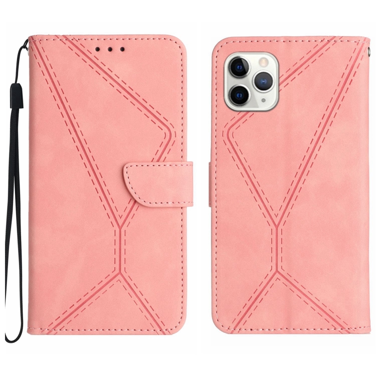 

For iPhone 11 Pro Max Stitching Embossed Leather Phone Case(Pink)