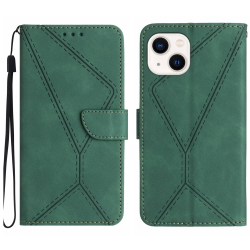 

For iPhone 14 Plus Stitching Embossed Leather Phone Case(Green)