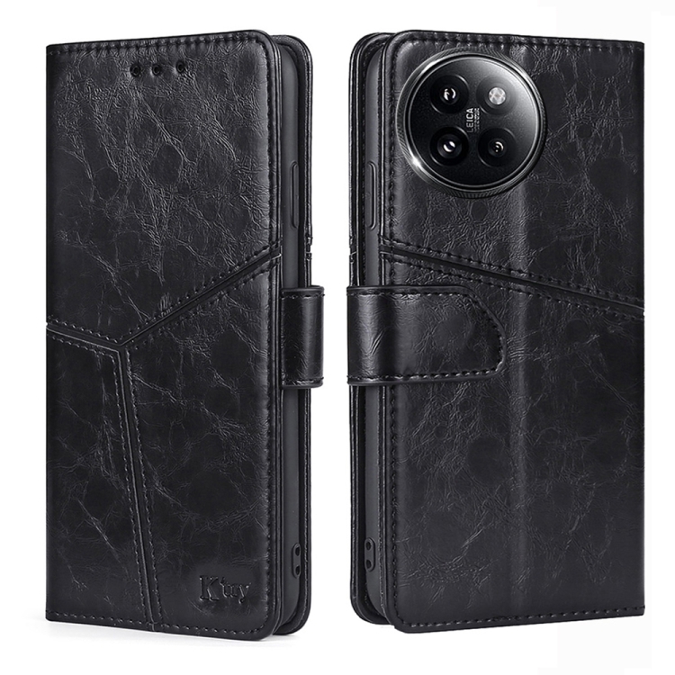 

For Xiaomi Civi 4 Pro Geometric Stitching Leather Phone Case(Black)