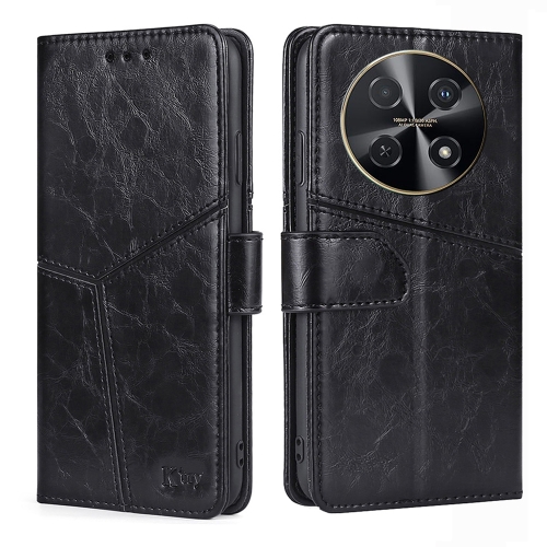 

For Huawei nova 12i 4G Geometric Stitching Leather Phone Case(Black)