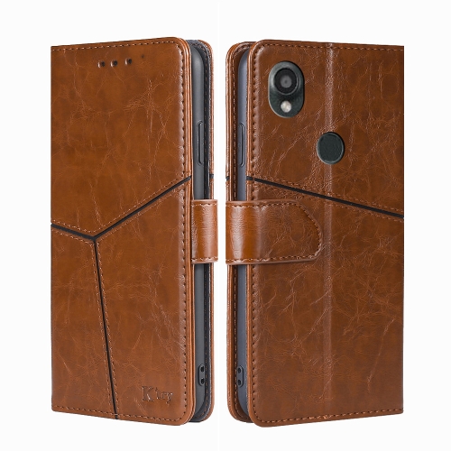 

For Kyocera Digno SX3-KYG02 Geometric Stitching Leather Phone Case(Light Brown)