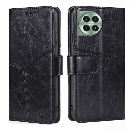 

For OnePlus Ace 3 Pro 5G Geometric Stitching Leather Phone Case(Black)