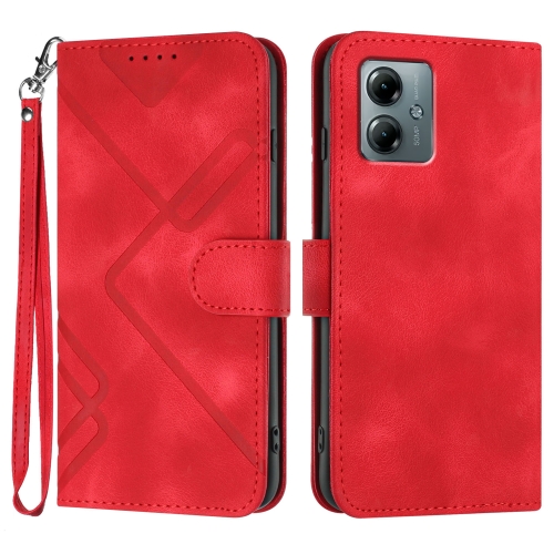 

For Motorola Moto G Play 2025 / G Power 2025 Line Pattern Skin Feel Leather Phone Case(Red)