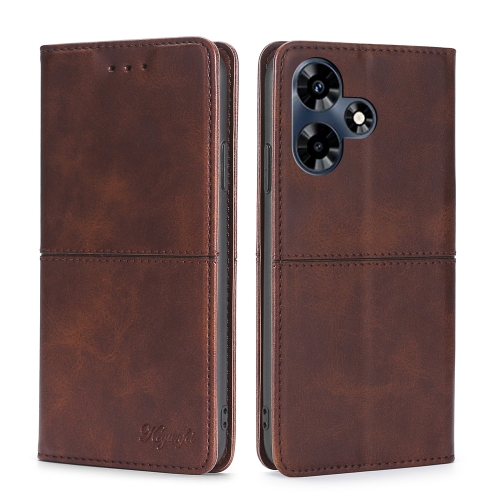 

For Infinix Hot 30 4G Cow Texture Magnetic Leather Phone Case(Dark Brown)