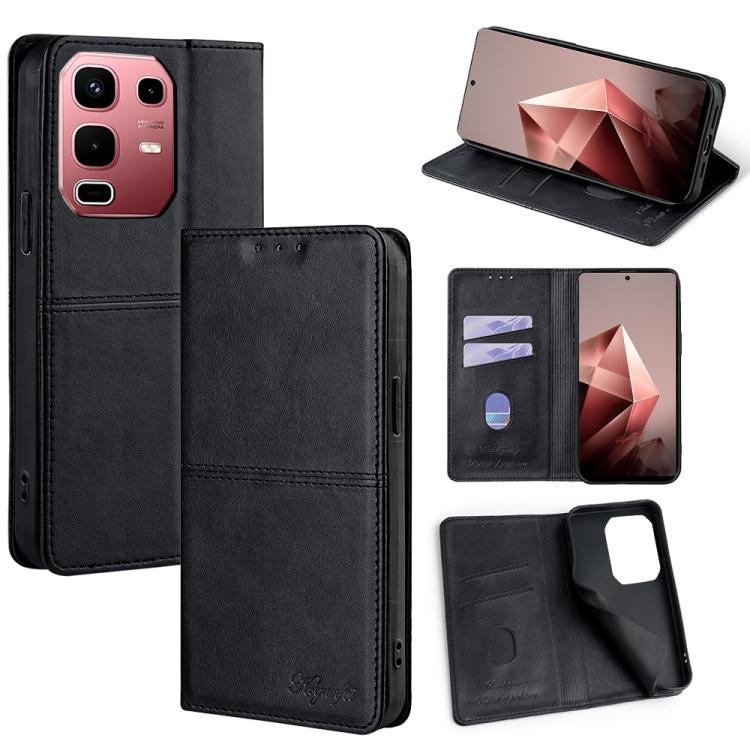 

For Infinix Note 50s 5G Cow Texture Magnetic Leather Phone Case(Black)