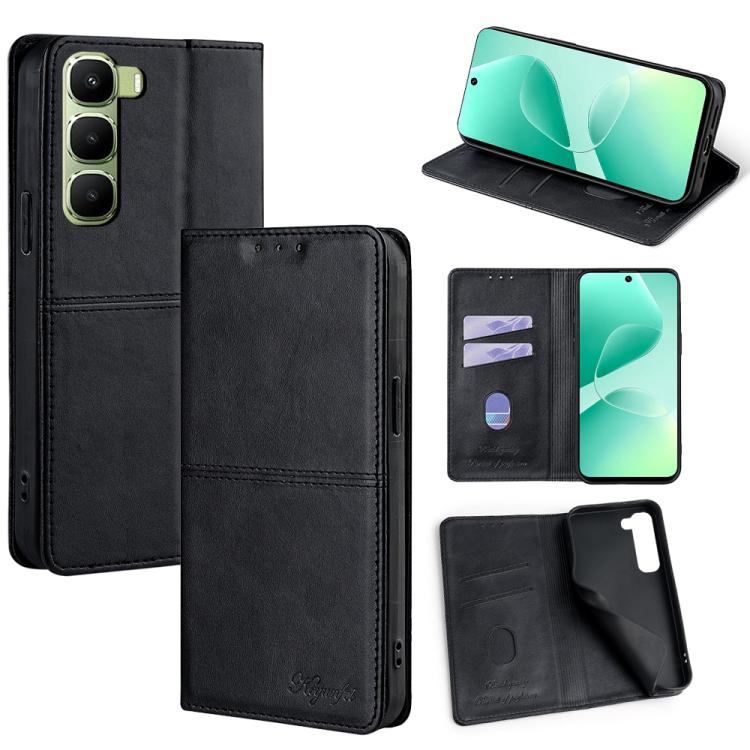 

For Infinix Hot 60 5G Cow Texture Magnetic Leather Phone Case(Black)