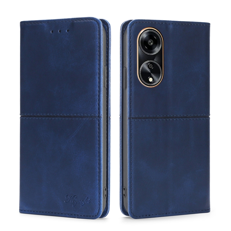 

For OPPO A1 5G Cow Texture Magnetic Leather Phone Case(Blue)