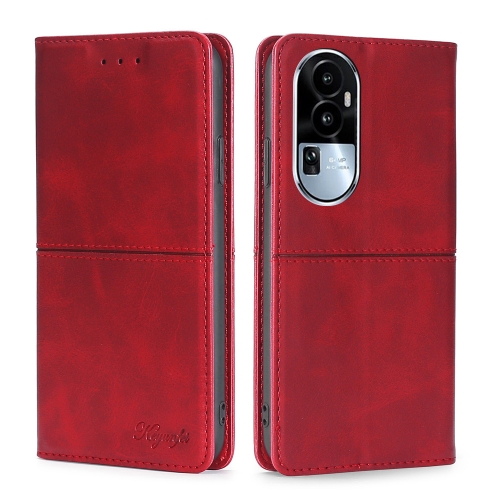 

For OPPO Reno10 5G Cow Texture Magnetic Leather Phone Case(Red)