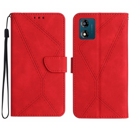 

For Motorola Moto E13 4G Stitching Embossed Leather Phone Case(Red)