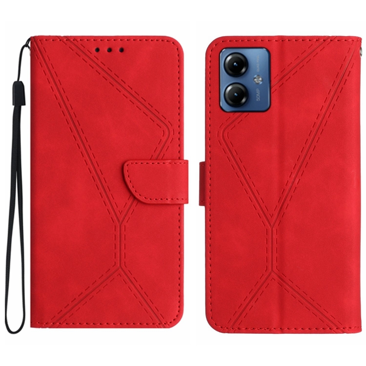 

For Motorola Moto G14 Stitching Embossed Leather Phone Case(Red)
