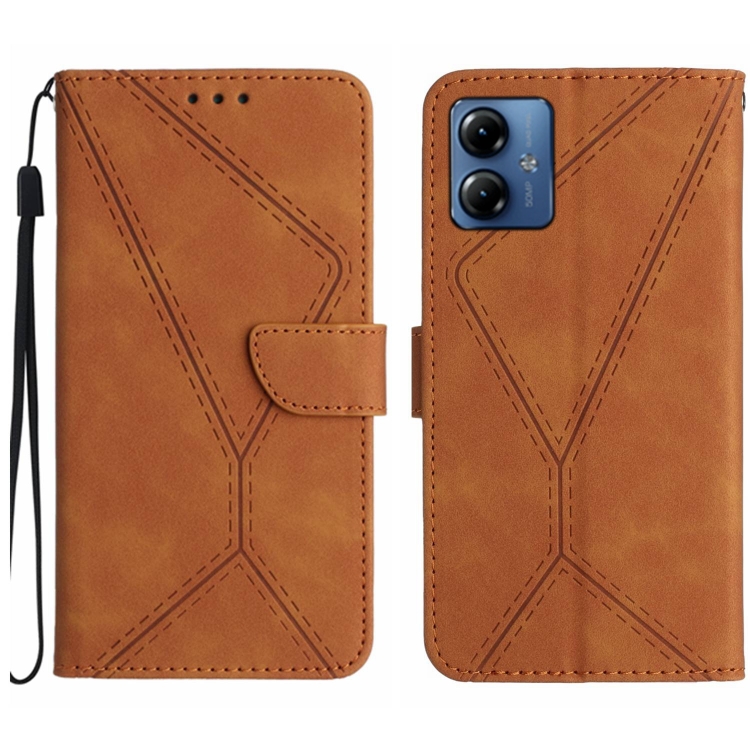 

For Motorola Moto G14 Stitching Embossed Leather Phone Case(Brown)