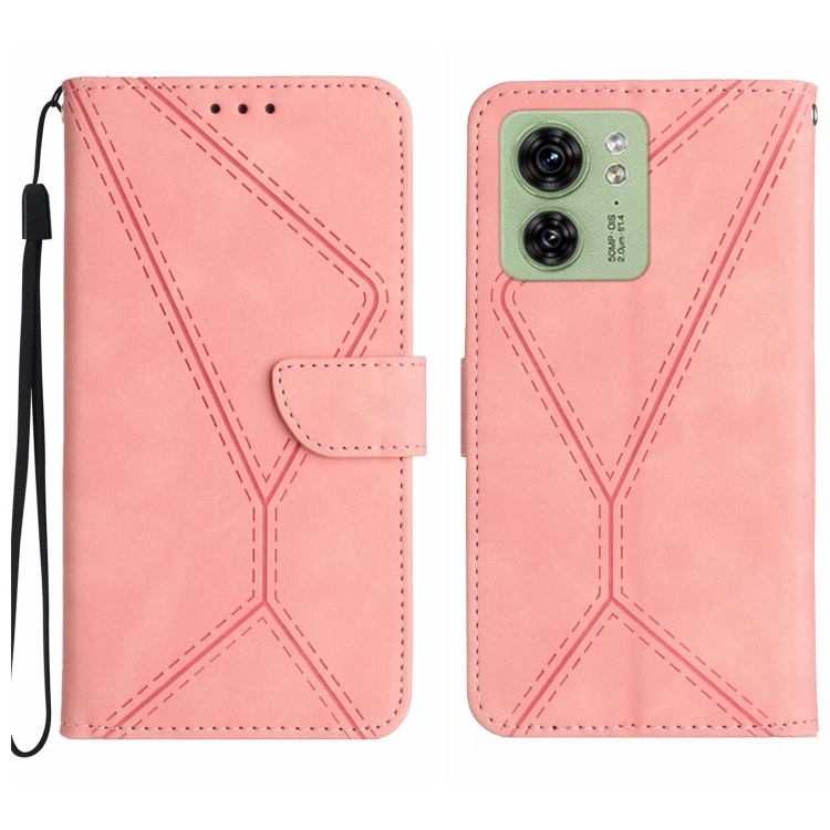 

For Motorola Edge 40 Stitching Embossed Leather Phone Case(Pink)