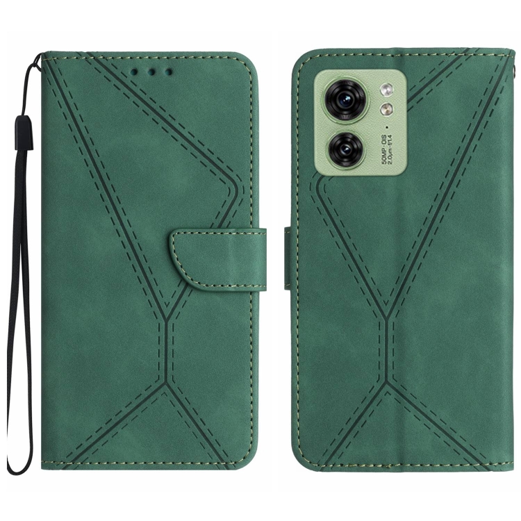 

For Motorola Edge 40 Stitching Embossed Leather Phone Case(Green)