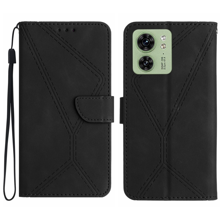 

For Motorola Edge 40 Stitching Embossed Leather Phone Case(Black)