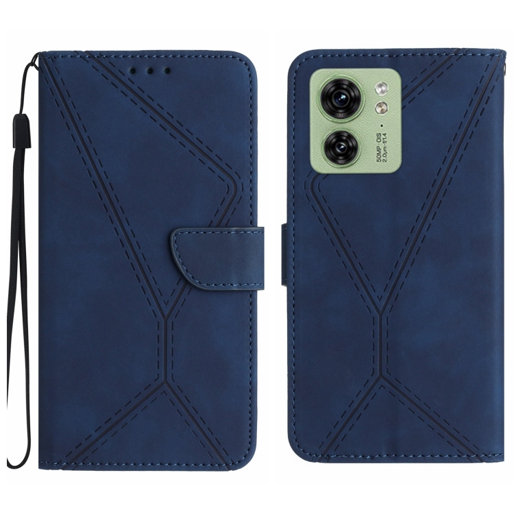 

For Motorola Edge 40 Stitching Embossed Leather Phone Case(Blue)