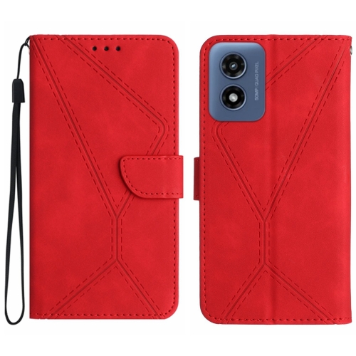 

For Motorola Moto E14 Stitching Embossed Leather Phone Case(Red)