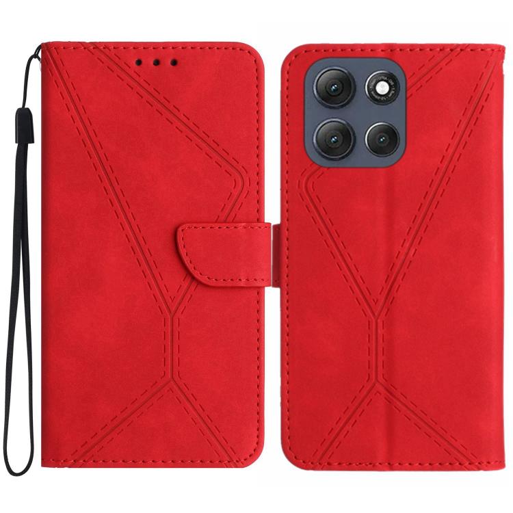 

For Motorola Moto G86 5G Stitching Embossed Leather Phone Case(Red)