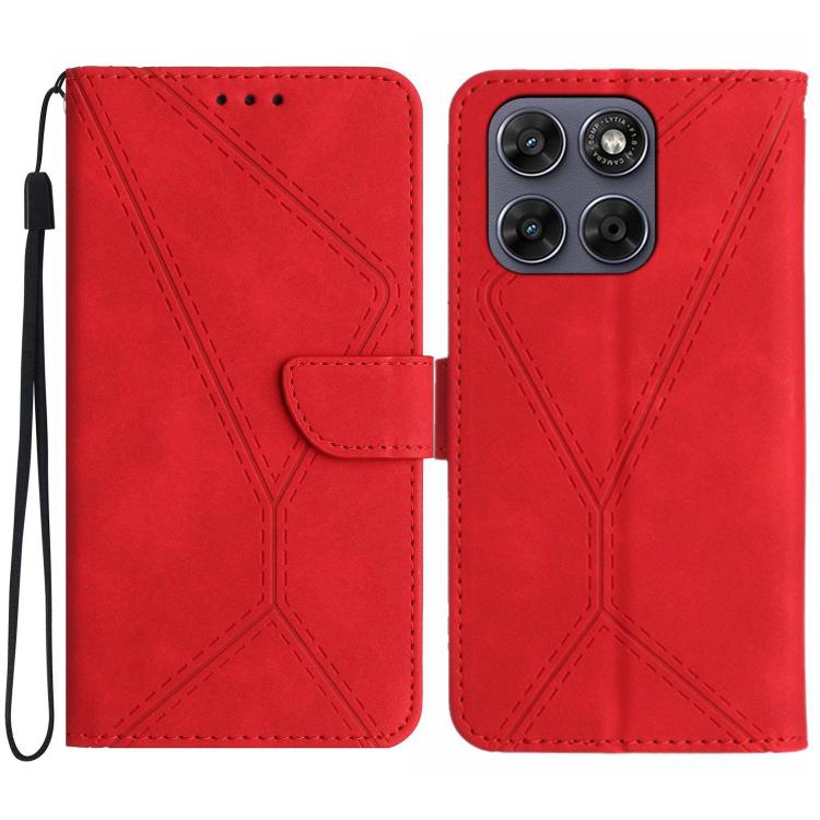 

For Motorola Moto G67 5G / G77 5G Stitching Embossed Leather Phone Case(Red)