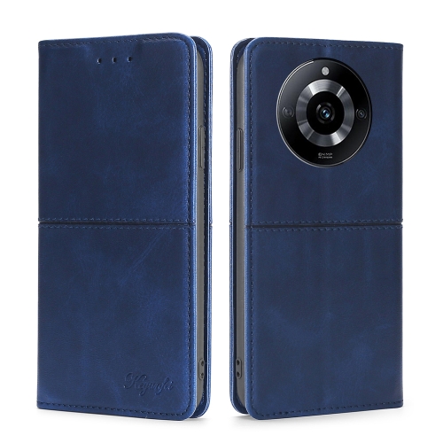 

For Realme 11 5G Cow Texture Magnetic Leather Phone Case(Blue)