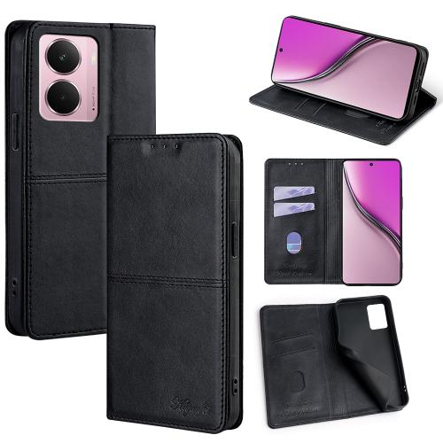 

For Realme P3 Pro 5G Global Cow Texture Magnetic Leather Phone Case(Black)