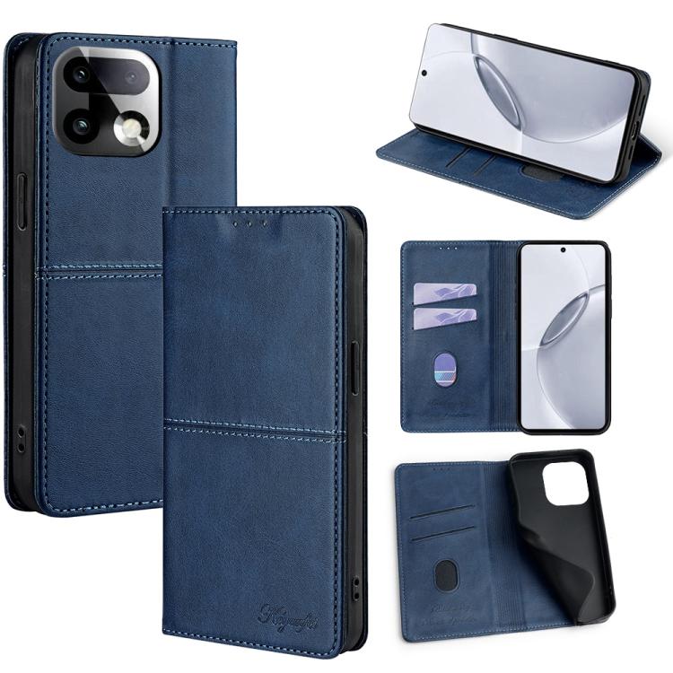 

For Realme 16 Pro+ 5G Cow Texture Magnetic Leather Phone Case(Blue)