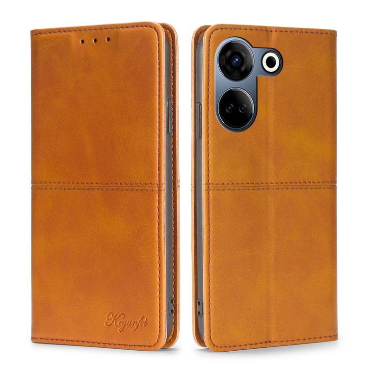 

For Tecno Camon 20 Pro 4G Cow Texture Magnetic Leather Phone Case(Light Brown)