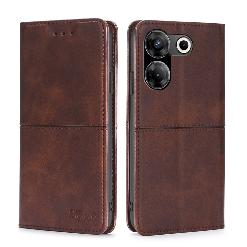 

For Tecno Camon 20 Pro 5G Cow Texture Magnetic Leather Phone Case(Dark Brown)