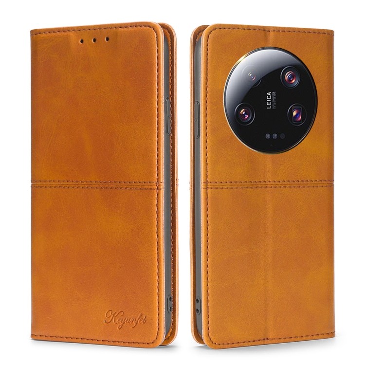 

For Xiaomi 13 Ultra 5G Cow Texture Magnetic Leather Phone Case(Light Brown)